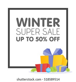 Winter sale poster design template or Background. Creative business promotional vector.