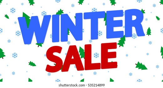 Winter Sale, poster design template, size A4 horizontal, vector illustration
