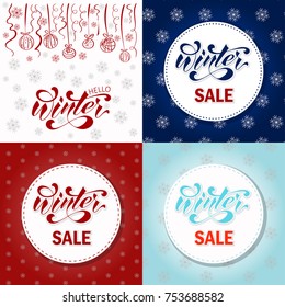 Winter sale poster design template or Background.