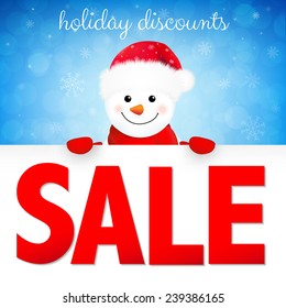 Winter Sale Poster With Gradient Mesh, Vector Illustration