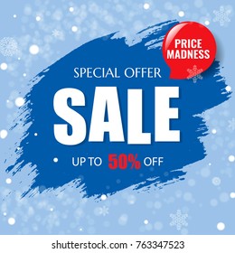 Winter Sale Poster With Gradient Mesh, Vector Illustration