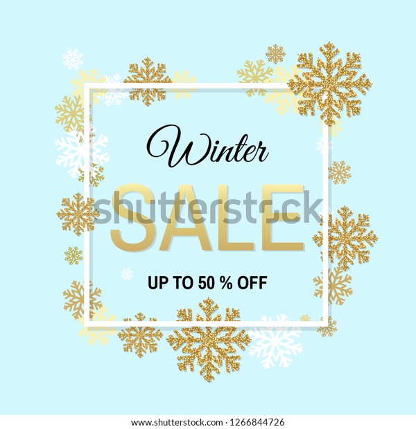 Winter Sale Poster With Gradient Mesh,\
Vector Illustration