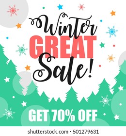 Winter sale poster, Winter promotional brochure