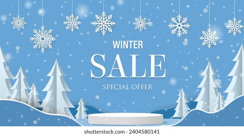 Winter sale poster With Snowflake And Blue Background
With Gradient Mesh, Vector Illustration 