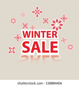 Winter sale poster with snowflake - vector.