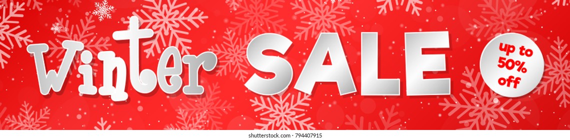 Winter Sale - poster with snowflakes. Vector.	
