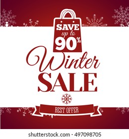 Winter sale poster. Vector illustration.