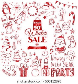 Winter sale poster. Vector illustration.