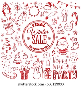 Winter sale poster. Vector illustration.
