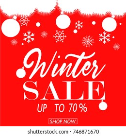 Winter sale poster vector illustration snow flakes