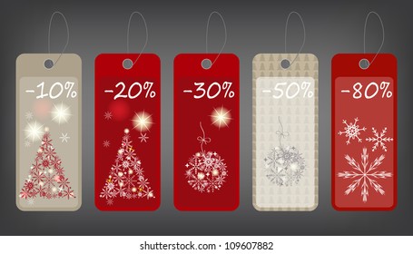 Winter sale price tags. Vector illustration