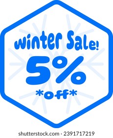 Winter Sale Printable Discount Sticker Tag - 5 Percent Discount