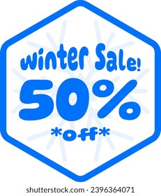 Winter Sale Printable Discount Sticker Tag - 50 Percent Discount