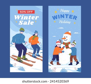 Winter Sale Snowman Illustration Vector Art & Graphics