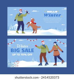Winter sale product banner, Happy Winter background. Vector illustration Template for Posters, Banner, Sales, Promotion