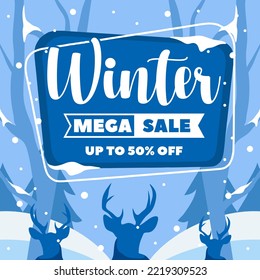 Winter Sale Promotion Banner, Winter Special Offers Square Banner, Social Media Post Advertising, Winter Background Vector