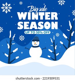 Winter Sale Promotion Banner, Winter Special Offers Square Banner, Social Media Post Advertising, Winter Background Vector