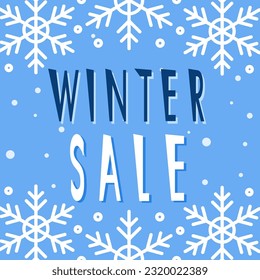 Winter sale promotional banner. Vector decorative typography. Decorative typeset style. Latin script for headers. Trendy advertising for graphic posters, banners, invitations texts