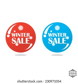 winter sale red and blue bubbles or button isolated background - vector.