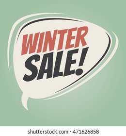 winter sale retro speech balloon