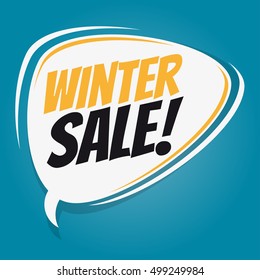 winter sale retro speech balloon