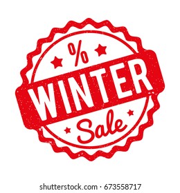 Winter Sale rubber stamp red on a white background.