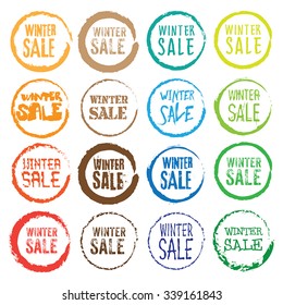 Winter sale rubber vintage stamp isolated on white background. Concept vector illustration. 