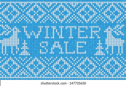 Winter sale: Scandinavian style seamless knitted pattern with deers 