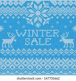 Winter sale: Scandinavian style seamless knitted pattern with deers 