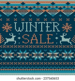 Winter Sale: Scandinavian style seamless knitted pattern with deers 