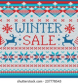 Winter Sale: Scandinavian style seamless knitted pattern with deers 