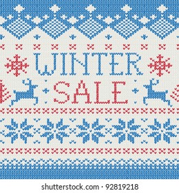 Winter Sale:  Scandinavian style seamless knitted pattern with deers