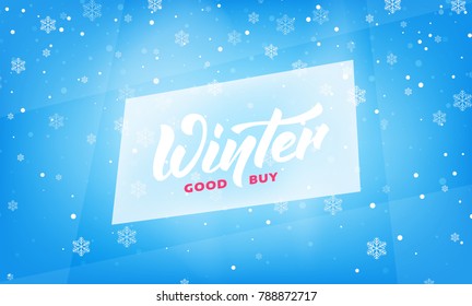 Winter sale. Seasonal banner with Winter lettering, ice and snow