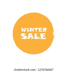 Winter sale sign over art orange brush acrylic stroke paint abstract texture background vector illustration. Acrylic paint brush stroke. Grunge ink brush stroke. Sale layout design for shop and banner