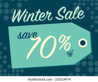 Winter sale sign tag with 70% off original price
