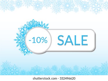  Winter sale with snowflake decoration button. Vector