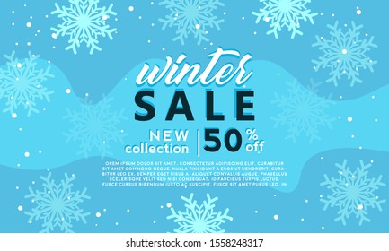 winter sale with snowflakes background 