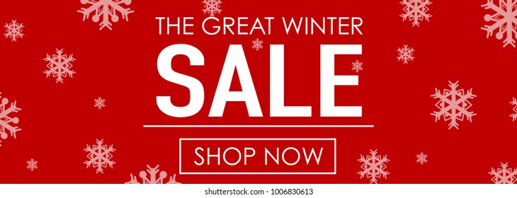 Winter sale with snowflakes on red background illustration