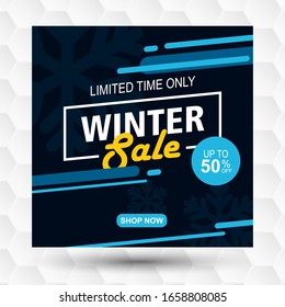 Winter Sale Social Media Post, Vector Illustration.