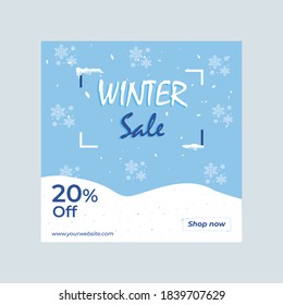 Winter Sale Social Media Post Template Vector