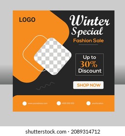 Winter Sale Social Media Post, Vector Illustration.