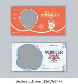 winter sale social media post template or online banner