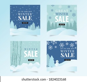 Winter Sale Social Media Post,Instagram Banner Design Template
