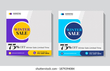 
Winter sale social media post,online banner promotion ads web banner,social media post template design concept.