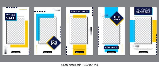 Winter Sale Social Media Stories Business Marketing Promotion Template Set