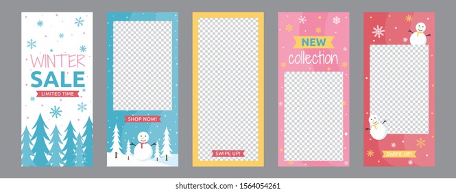 Winter Sale Social Media Stories Business Marketing Promotion Template Set