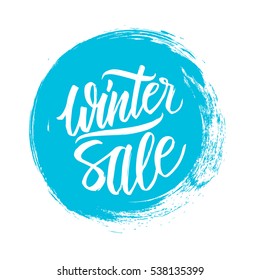 Winter Sale. Special offer banner with handwritten text design and circle brush stroke background for business, promotion and advertising. Vector illustration.