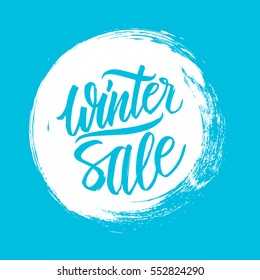 Winter Sale. Special offer banner with handwritten text design and circle brush stroke background for business, promotion and advertising. Vector illustration.