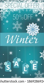 Winter sale Special offer flyer, banner,story, poster Vector illustrations