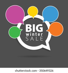 winter sale with speech bubble five color illustration